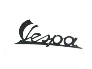 Schriftzug Vespa, Beinschild fr Vespa 125 VNA dunkelblau, Befestigung: 6 Nieten, 142x54 mm