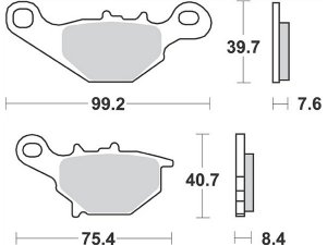 Bremsbelge MALOSSI Sport, S47,  99,5x40x7,5mm  76x41,5x8,2mm, mit ABE, e24 Prfzeichen