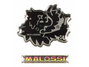 Aufkleberset MALOSSI Logos 3D Plast  2-teilig,  L 50mm, B 38mm,  1x Lwe1x Schriftzug
