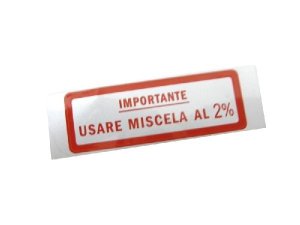 Aufkleber Importante USARE MISCELA AL 2% rot Vespa